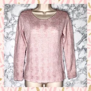 ⭐️ Rafael Vintage Crinkle Texture Light Pink Long Sleeve Blouse Women’s